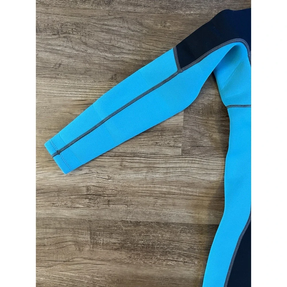 Hevto Neoprene Wetsuit Black Teal Long Sleeve Full Suit Back Zip Youth‎ Size 13